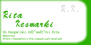 rita kesmarki business card